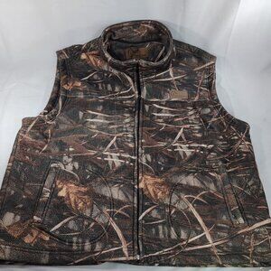 Ducks Unlimited Canada Mens XXL Camo Fleece Hunting Vest Zip Green Brown 120F096